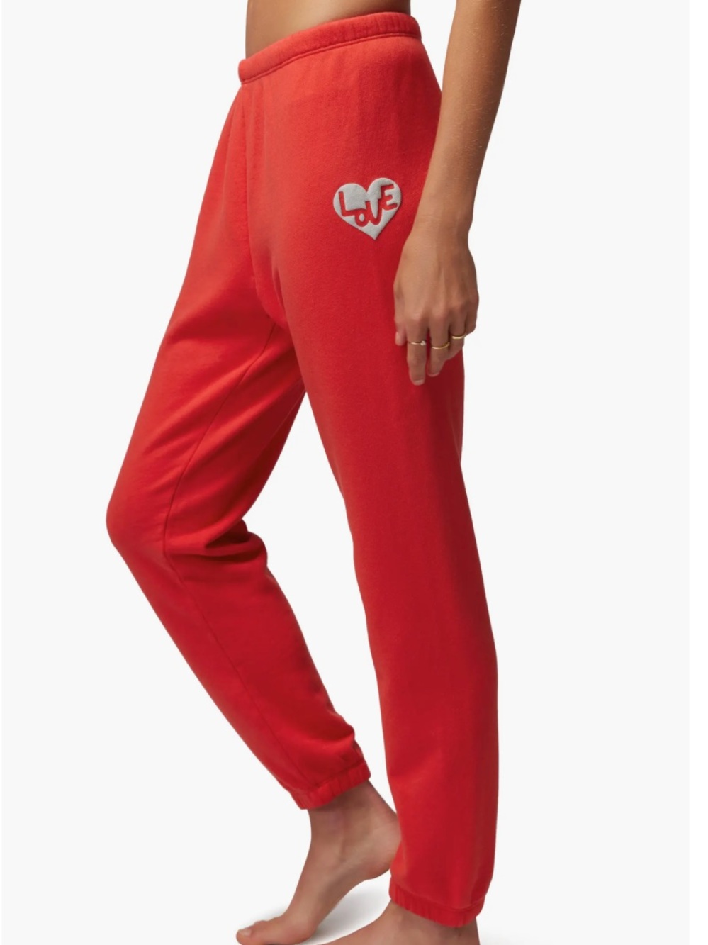 Spiritual Gangster Heart Luna Sweatpant in Ruby Red